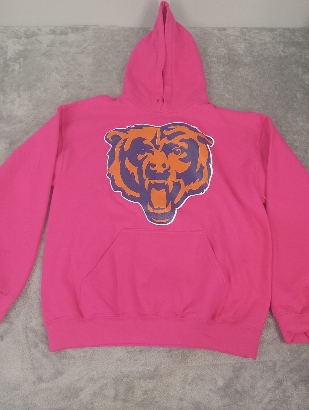 Gildan Pink Hooded Sweatshirt with Bear Graphic Size Medium